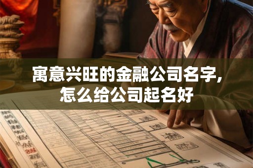 寓意兴旺的金融公司名字,怎么给公司起名好