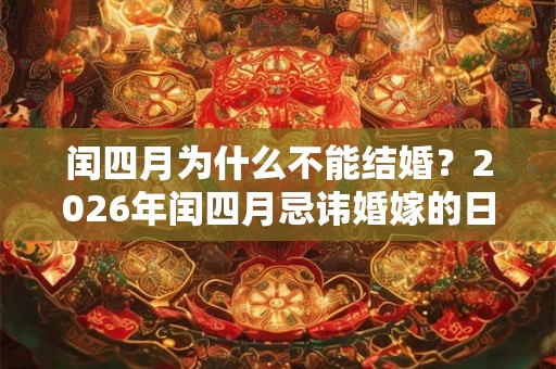 闰四月为什么不能结婚？2026年闰四月忌讳婚嫁的日子