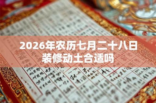 2026年农历七月二十八日装修动土合适吗