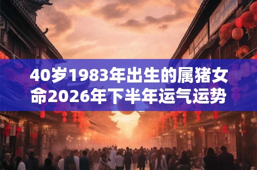 40岁1983年出生的属猪女命2026年下半年运气运势