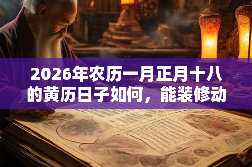 2026年农历一月正月十八的黄历日子如何，能装修动土吗？