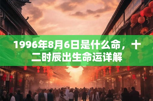1996年8月6日是什么命，十二时辰出生命运详解