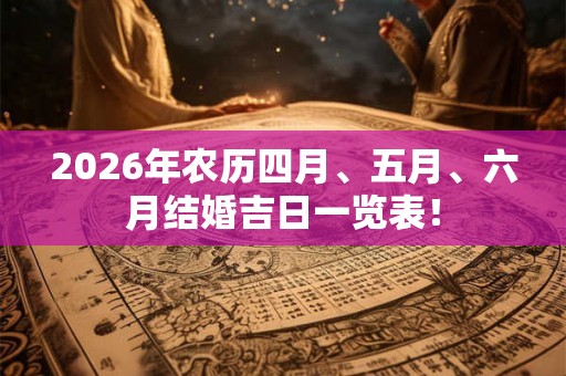 2026年农历四月、五月、六月结婚吉日一览表！
