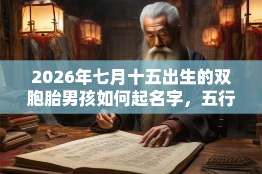 2026年七月十五出生的双胞胎男孩如何起名字，五行属什么？