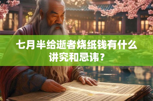 七月半给逝者烧纸钱有什么讲究和忌讳？