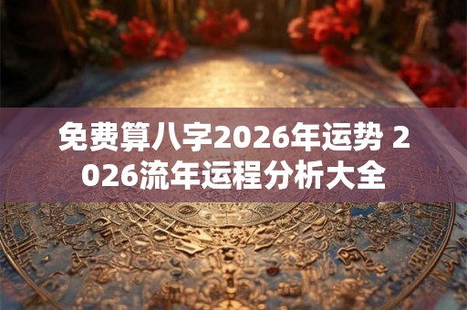 免费算八字2026年运势 2026流年运程分析大全 免费算八字2026年运势 2026流年运程分析大全
