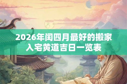 2026年闰四月最好的搬家入宅黄道吉日一览表