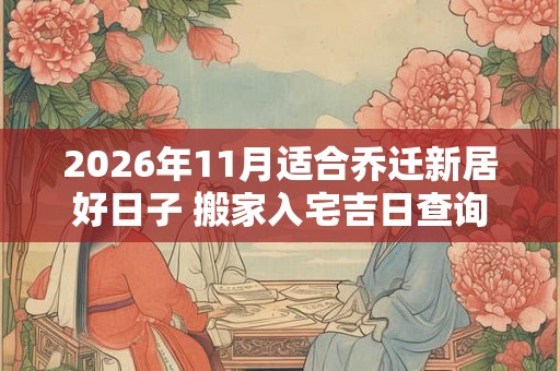 2026年11月适合乔迁新居好日子 搬家入宅吉日查询