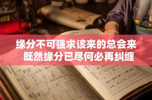 缘分不可强求该来的总会来  既然缘分已尽何必再纠缠