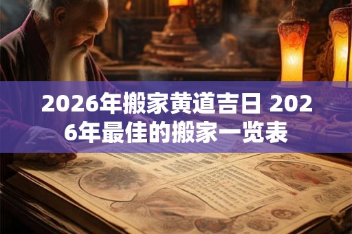 2026年搬家黄道吉日 2026年最佳的搬家一览表