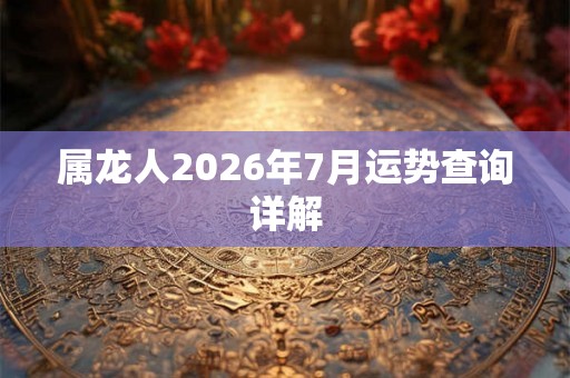属龙人2026年7月运势查询详解