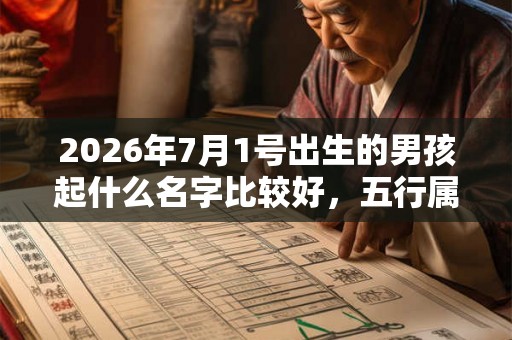 2026年7月1号出生的男孩起什么名字比较好，五行属什么