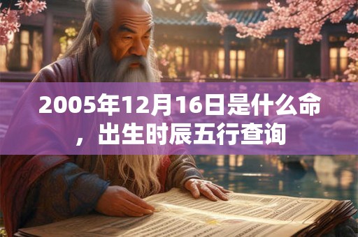 2005年12月16日是什么命，出生时辰五行查询