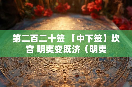 第二百二十签 【中下签】坎宫 明夷变既济（明夷