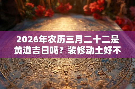 2026年农历三月二十二是黄道吉日吗？装修动土好不好？