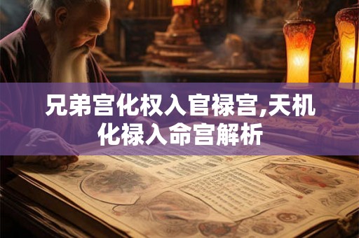 兄弟宫化权入官禄宫,天机化禄入命宫解析