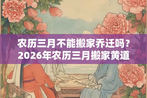 农历三月不能搬家乔迁吗？2026年农历三月搬家黄道吉日