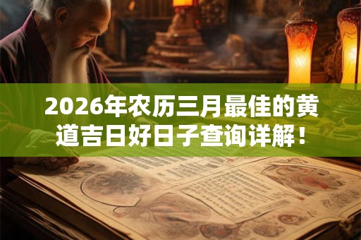 2026年农历三月最佳的黄道吉日好日子查询详解！