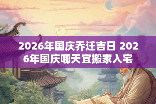 2026年国庆乔迁吉日 2026年国庆哪天宜搬家入宅