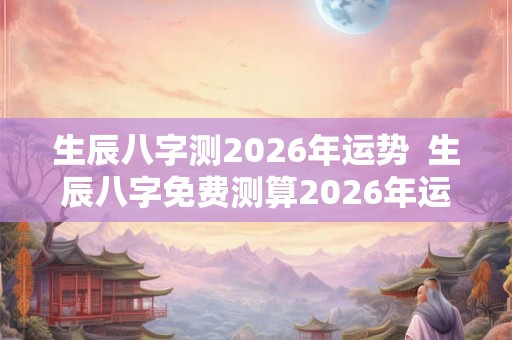 生辰八字测2026年运势  生辰八字免费测算2026年运势