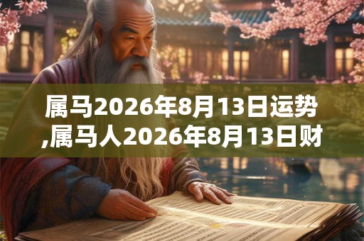 属马2026年8月13日运势,属马人2026年8月13日财运,生肖马2026年8月13日运势