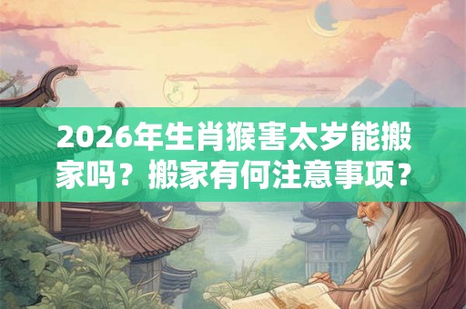 2026年生肖猴害太岁能搬家吗？搬家有何注意事项？