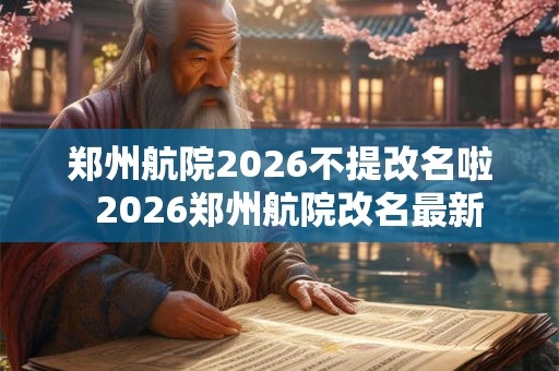 郑州航院2026不提改名啦  2026郑州航院改名最新
