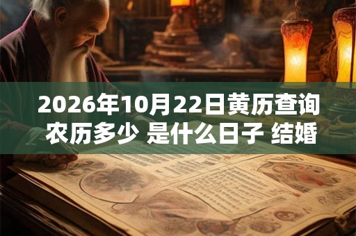 2026年10月22日黄历查询 农历多少 是什么日子 结婚吉时