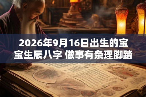 2026年9月16日出生的宝宝生辰八字 做事有条理脚踏实地