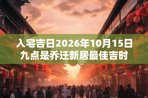 入宅吉日2026年10月15日九点是乔迁新居最佳吉时