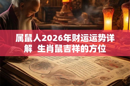 属鼠人2026年财运运势详解  生肖鼠吉祥的方位