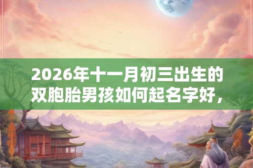 2026年十一月初三出生的双胞胎男孩如何起名字好，五行属什么
