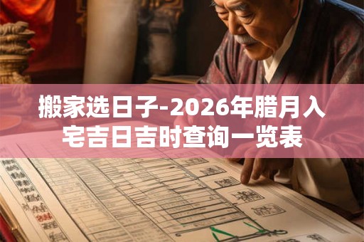 搬家选日子-2026年腊月入宅吉日吉时查询一览表
