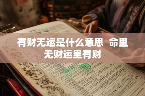 有财无运是什么意思  命里无财运里有财