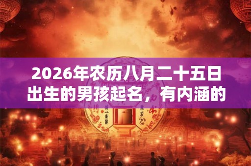 2026年农历八月二十五日出生的男孩起名，有内涵的好名字取名