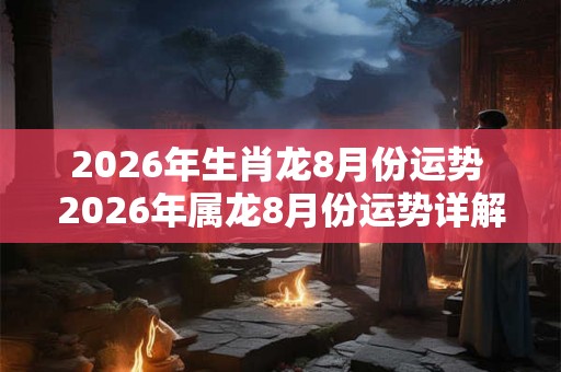 2026年生肖龙8月份运势 2026年属龙8月份运势详解