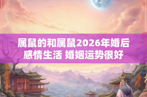 属鼠的和属鼠2026年婚后感情生活 婚姻运势很好 属鼠的和属鼠2026年婚后感情生活 婚姻运势很好