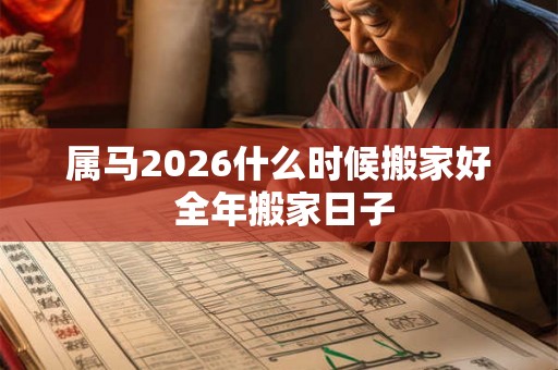 属马2026什么时候搬家好 全年搬家日子