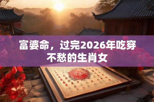 富婆命，过完2026年吃穿不愁的生肖女