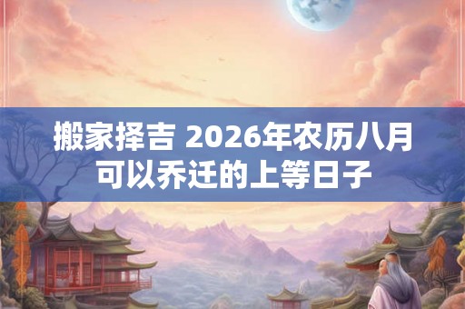 搬家择吉 2026年农历八月可以乔迁的上等日子 搬家择吉 2026年农历八月可以乔迁的上等日子