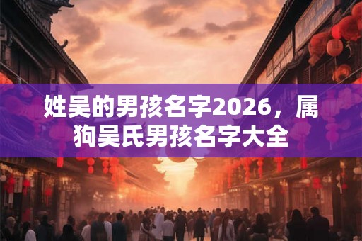 姓吴的男孩名字2026,属狗吴氏男孩名字大全 姓吴的男孩名字2026,属狗吴氏男孩名字大全