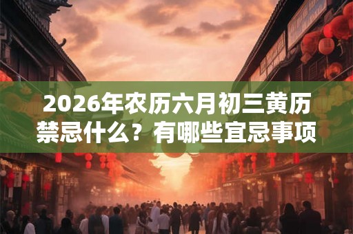 2026年农历六月初三黄历禁忌什么？有哪些宜忌事项？