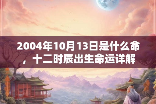 2004年10月13日是什么命，十二时辰出生命运详解