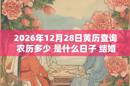 2026年12月28日黄历查询 农历多少 是什么日子 结婚吉时