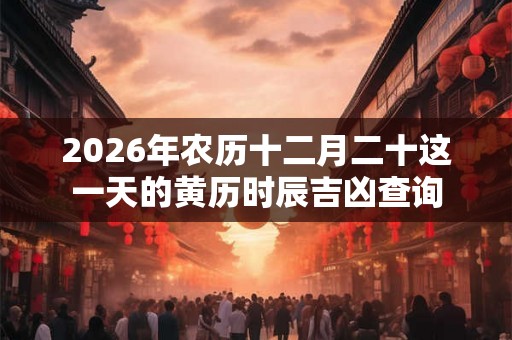 2026年农历十二月二十这一天的黄历时辰吉凶查询