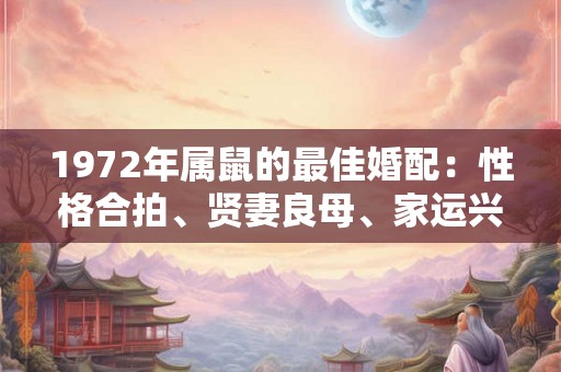 1972年属鼠的最佳婚配：性格合拍、贤妻良母、家运兴旺