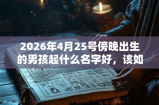 2026年4月25号傍晚出生的男孩起什么名字好，该如何取名？