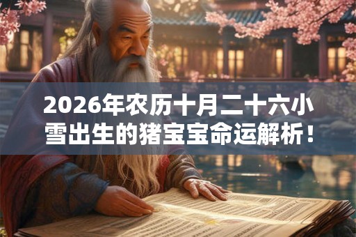 2026年农历十月二十六小雪出生的猪宝宝命运解析！