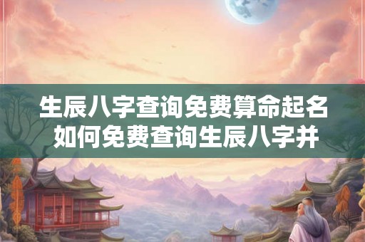 生辰八字查询免费算命起名 如何免费查询生辰八字并起名