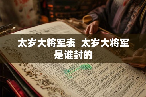 太岁大将军表  太岁大将军是谁封的